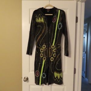 Denim-Look Long Jacket